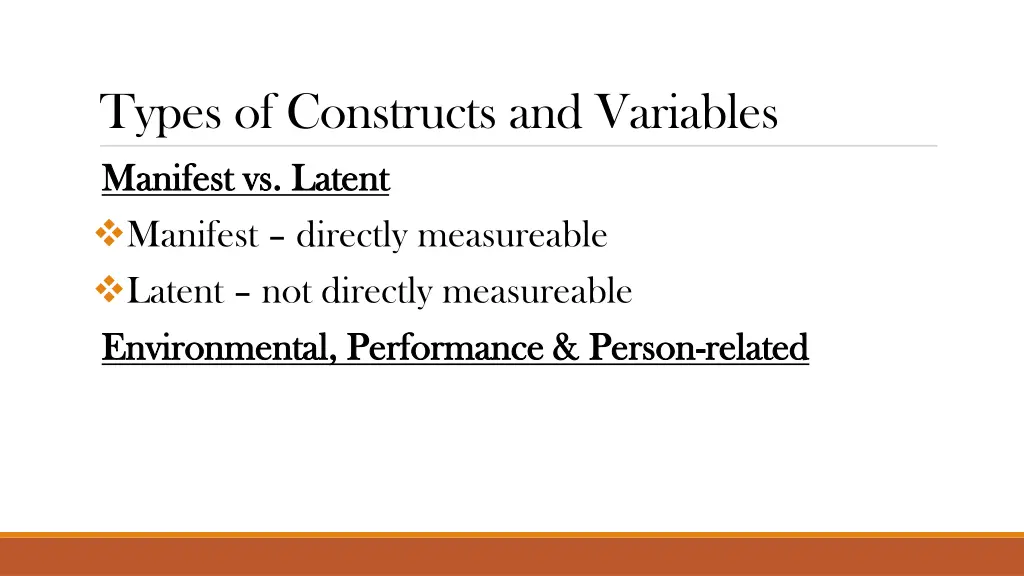 types of constructs and variables