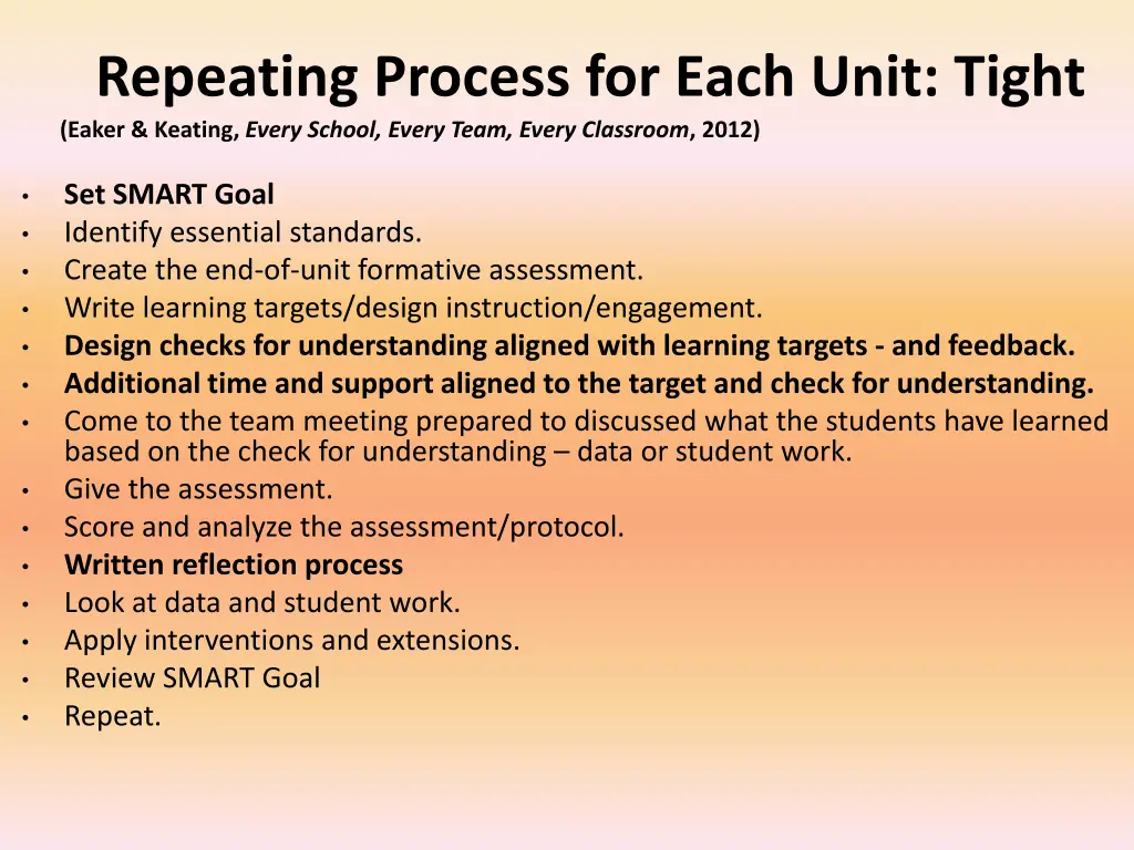 repeating process for each unit tight eaker