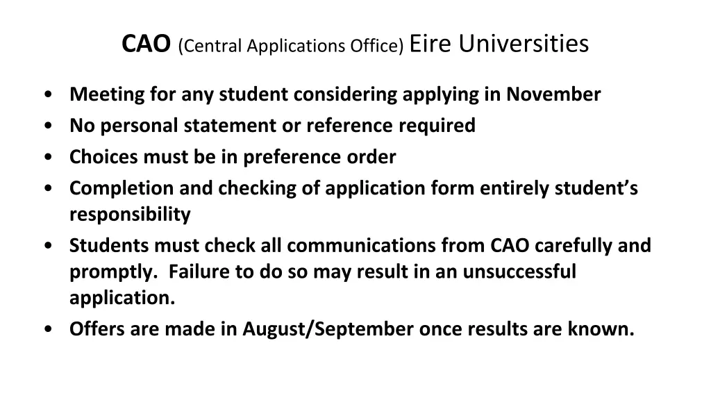 cao central applications office eire universities