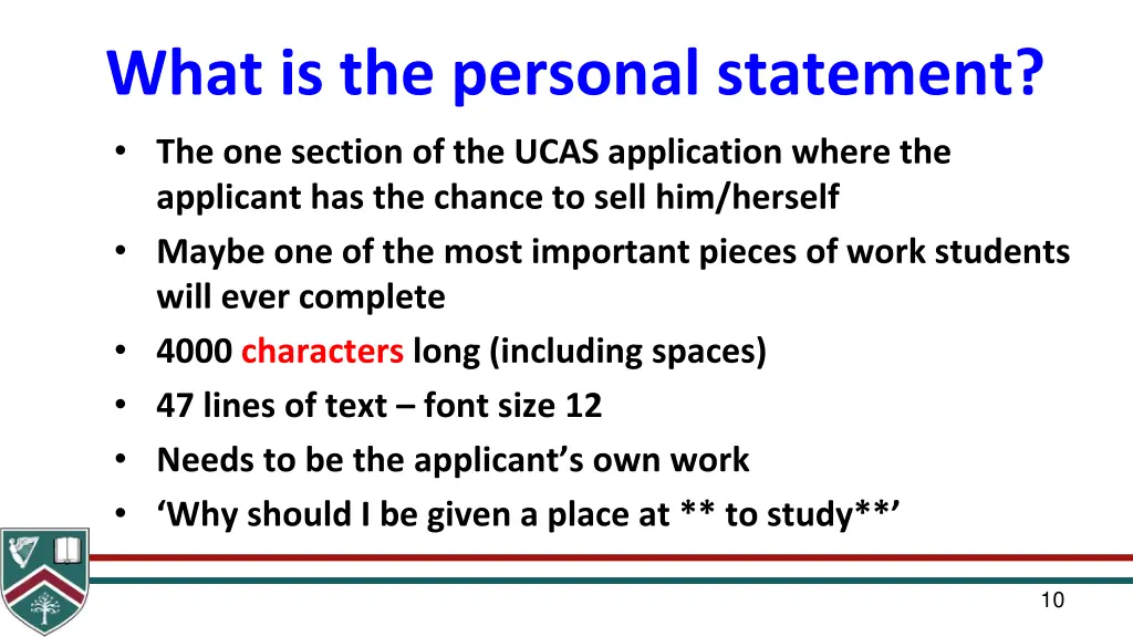 what is the personal statement the one section