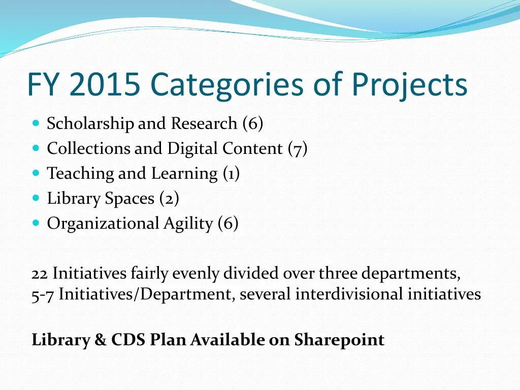 fy 2015 categories of projects