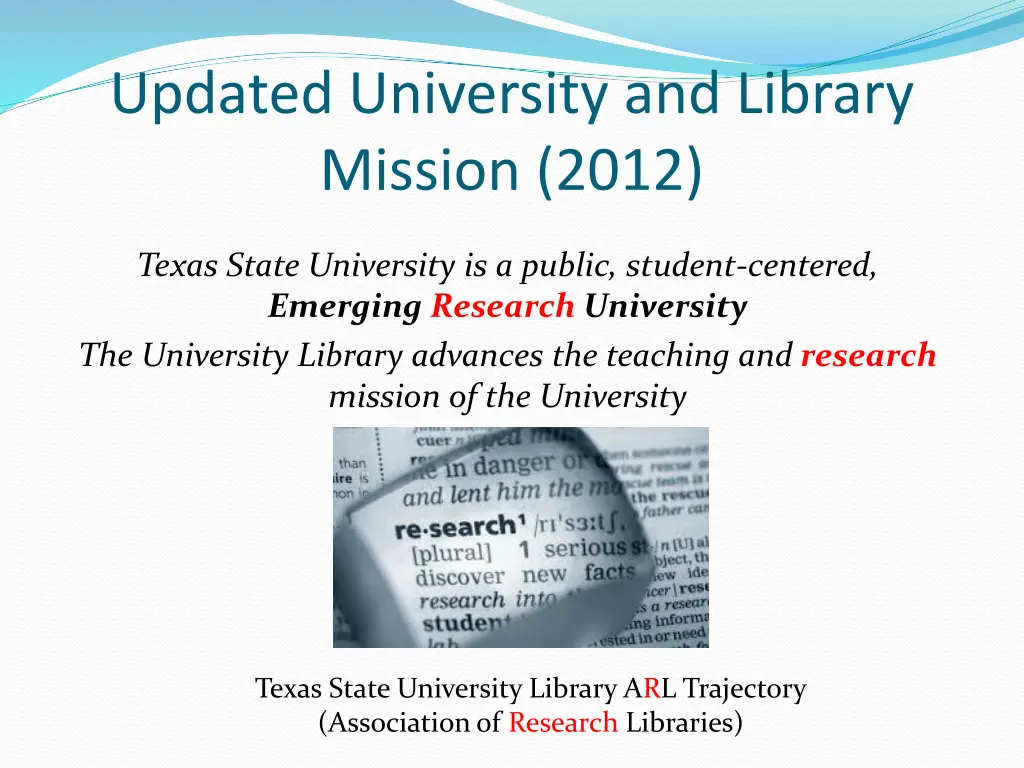 updated university and library mission 2012