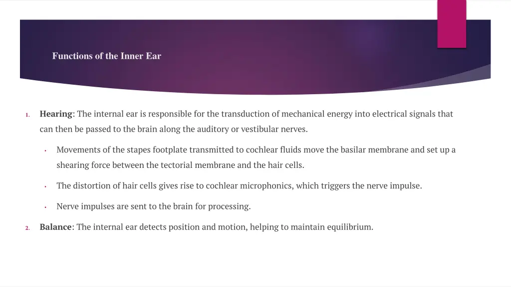 functions of the inner ear
