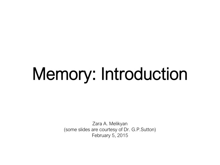 memory introduction memory introduction