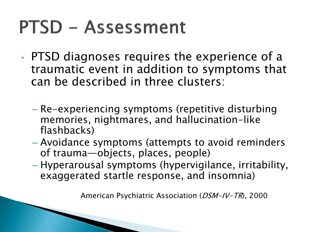 ptsd diagnoses requires the experience