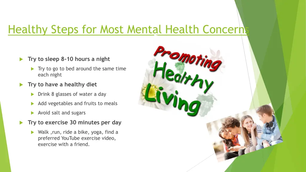healthy steps for most mental health concerns