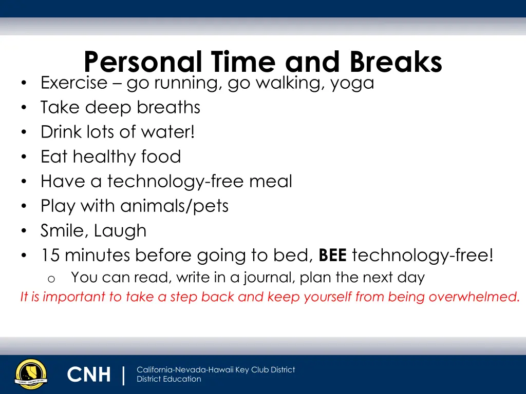 personal time and breaks