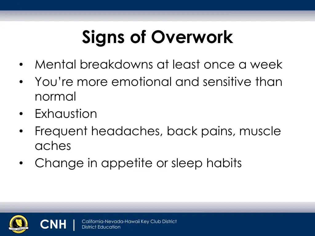 signs of overwork