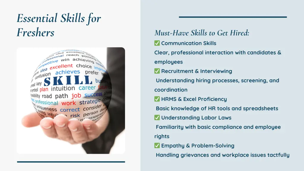 essential skills for freshers