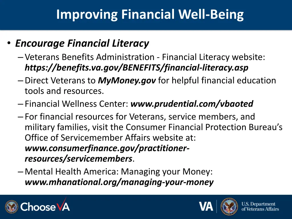 improving financial well being