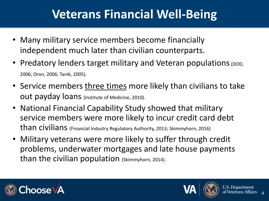 veterans financial well being