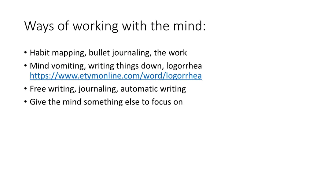 ways of working with the mind