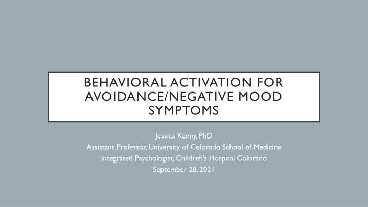 behavioral activation for avoidance negative mood
