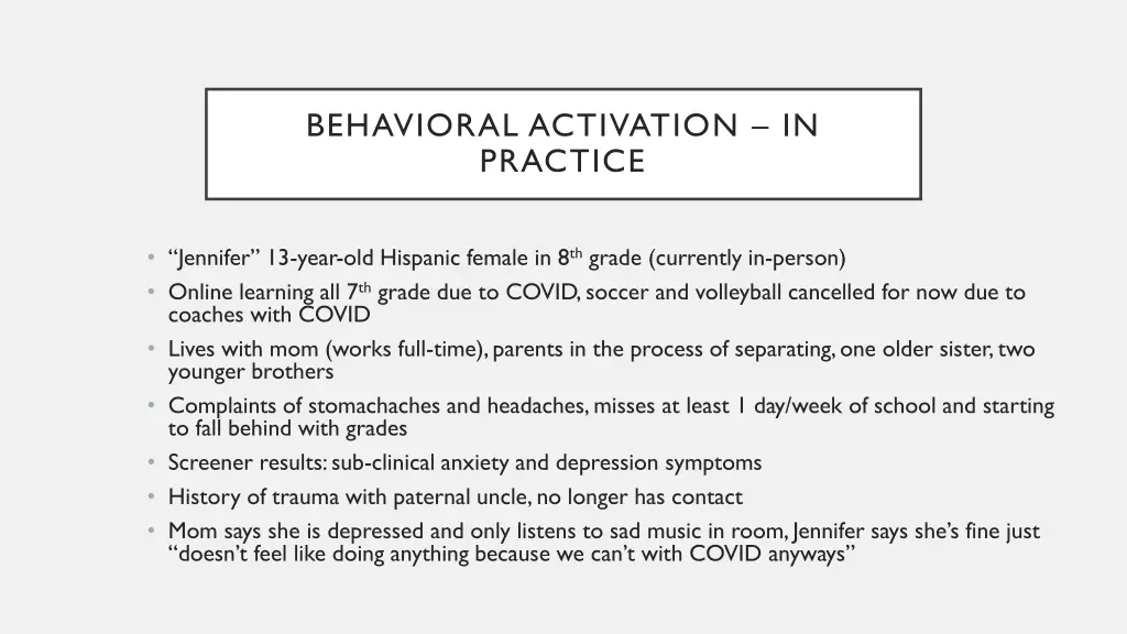 behavioral activation in practice