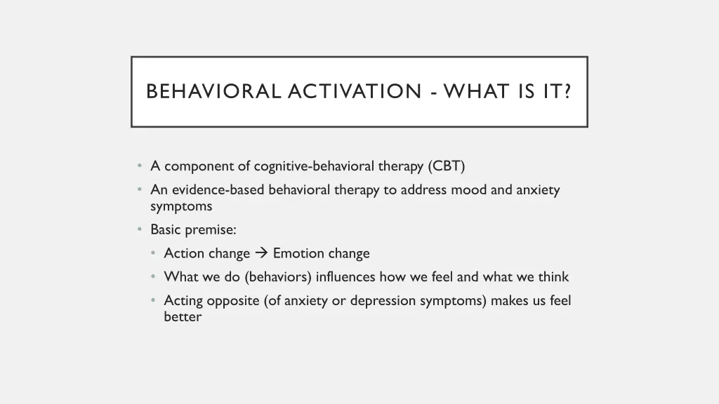 behavioral activation what is it
