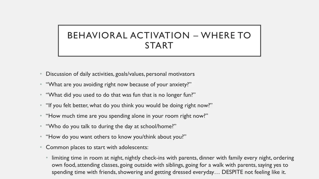 behavioral activation where to start