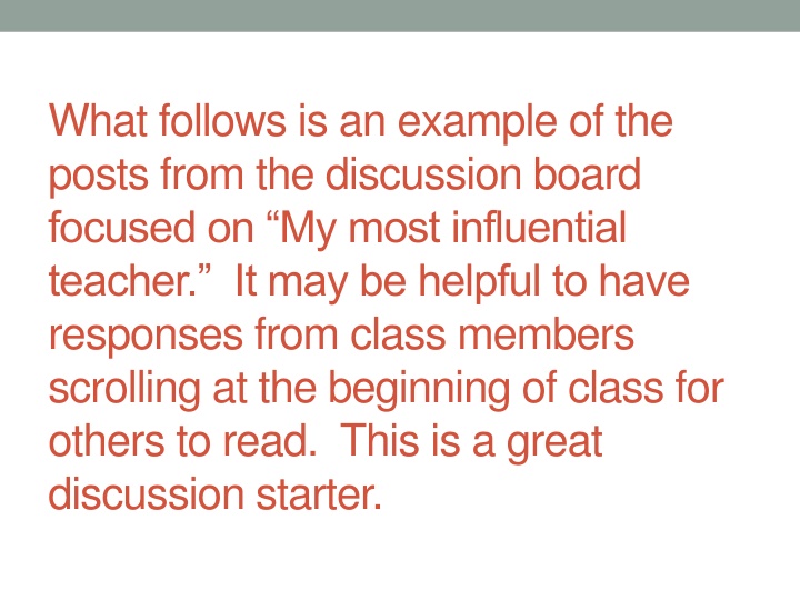what follows is an example of the posts from
