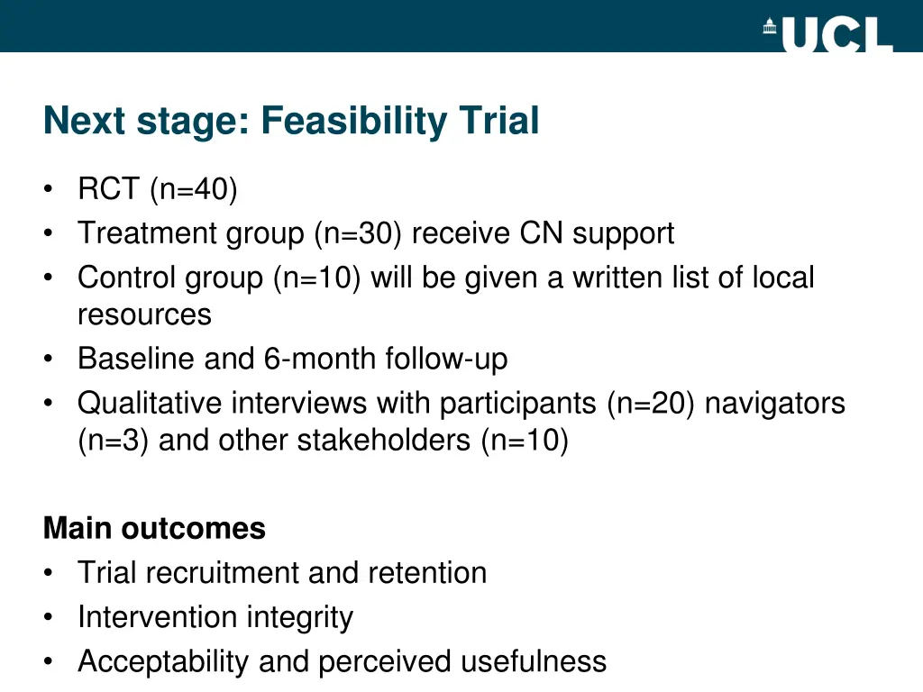 next stage feasibility trial