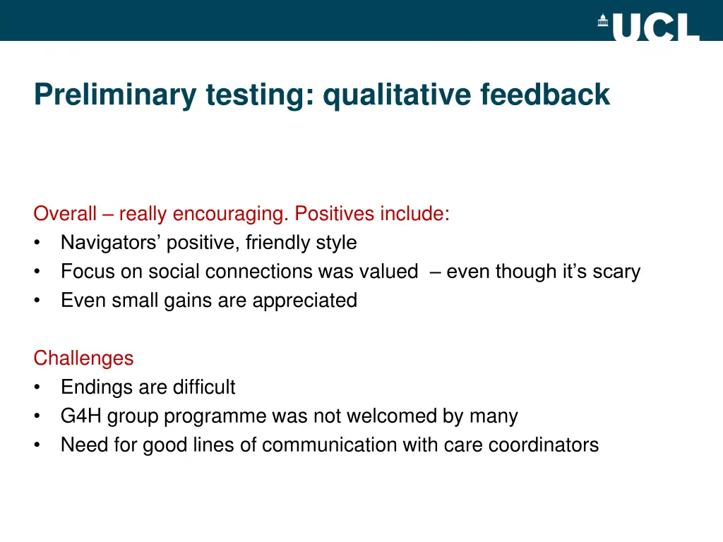 preliminary testing qualitative feedback