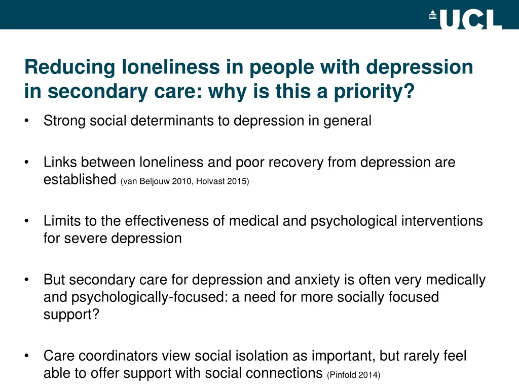 reducing loneliness in people with depression
