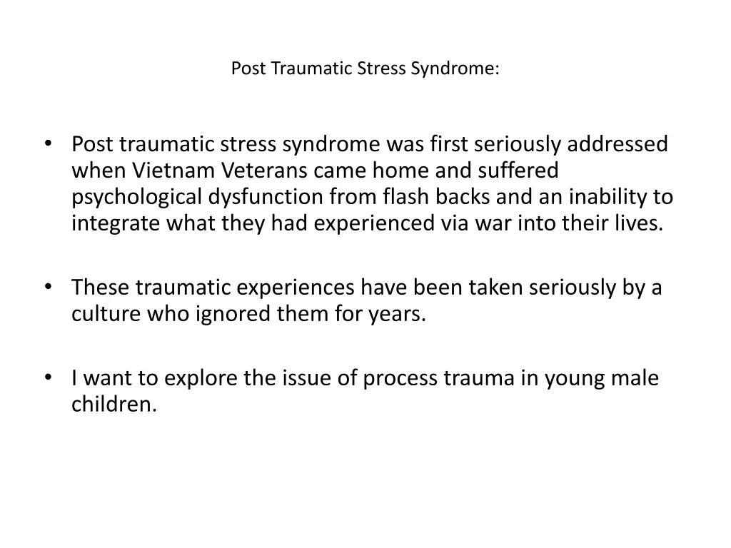 post traumatic stress syndrome