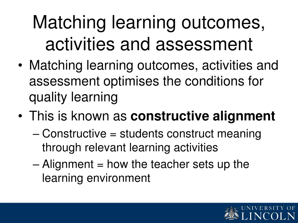 matching learning outcomes activities