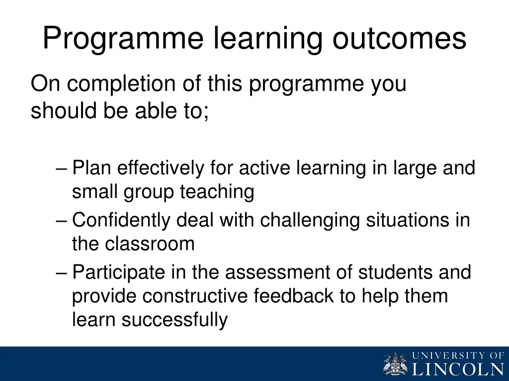 programme learning outcomes