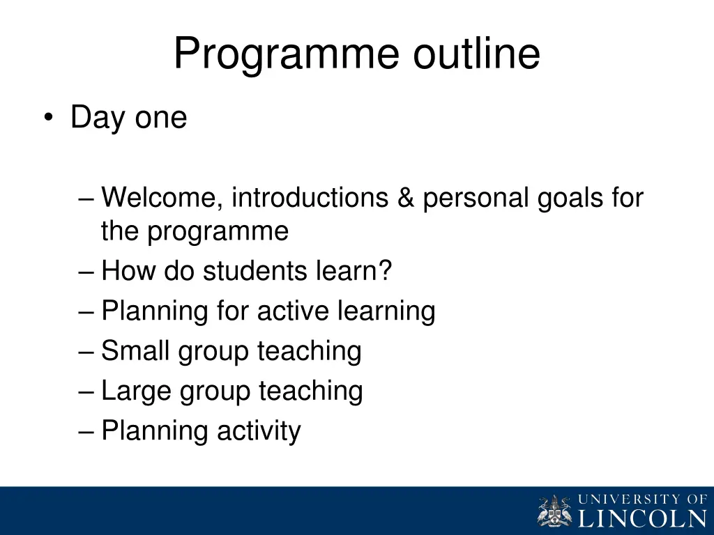 programme outline