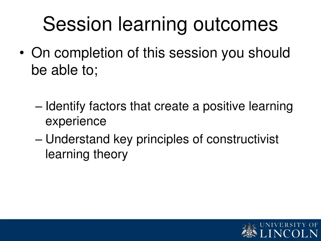 session learning outcomes