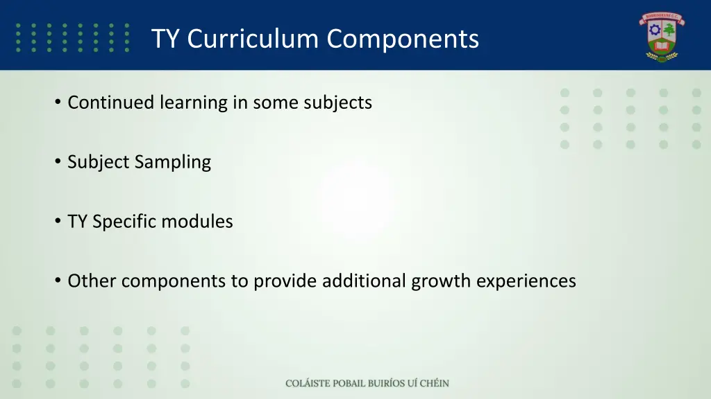 ty curriculum components