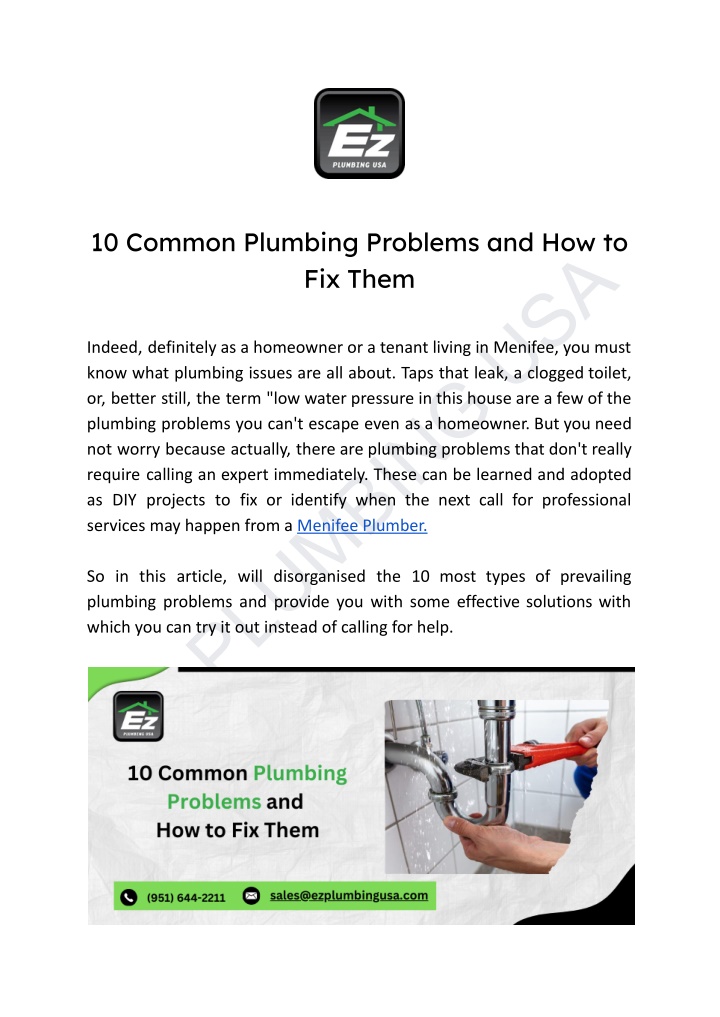 10 common plumbing problems and how to fix them