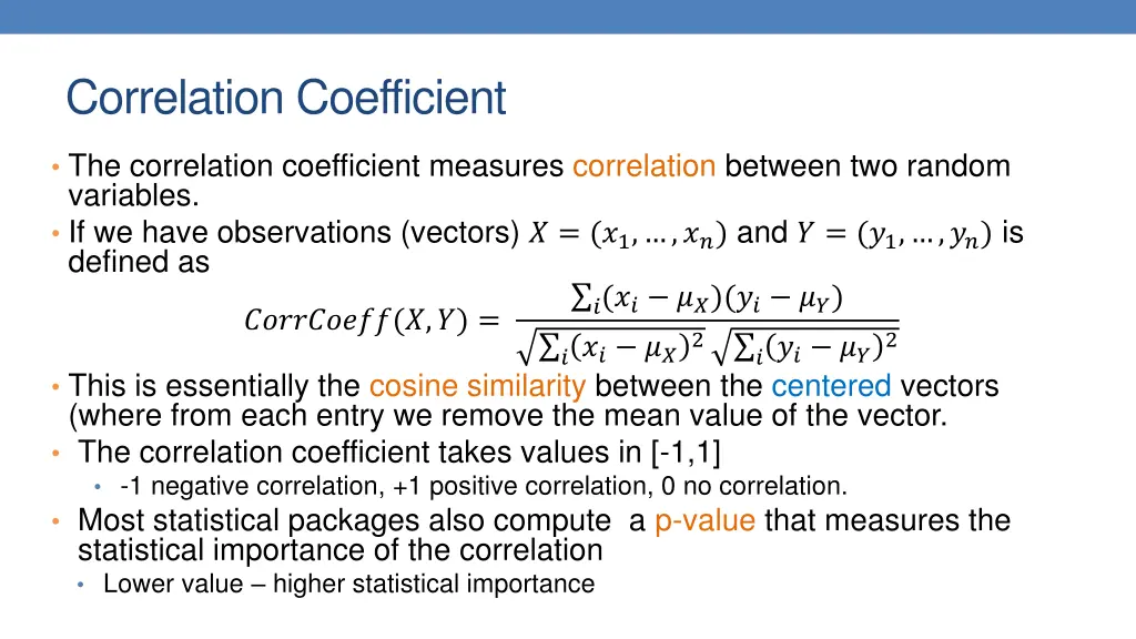 correlation coefficient