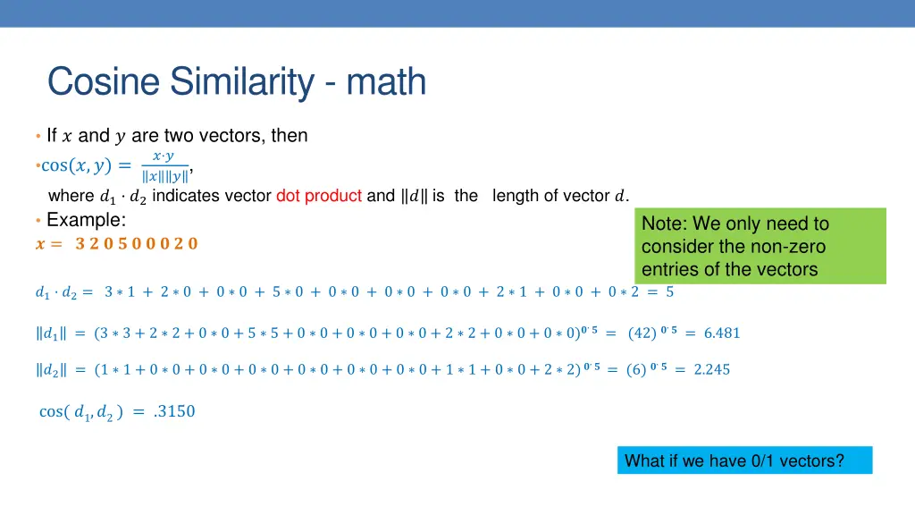 cosine similarity math