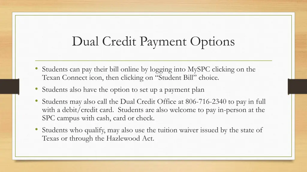 dual credit payment options