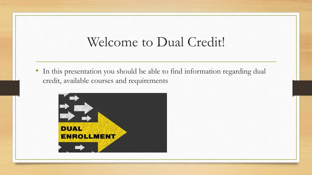 welcome to dual credit