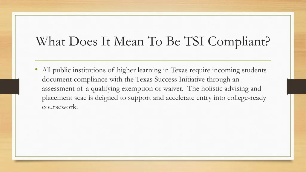what does it mean to be tsi compliant