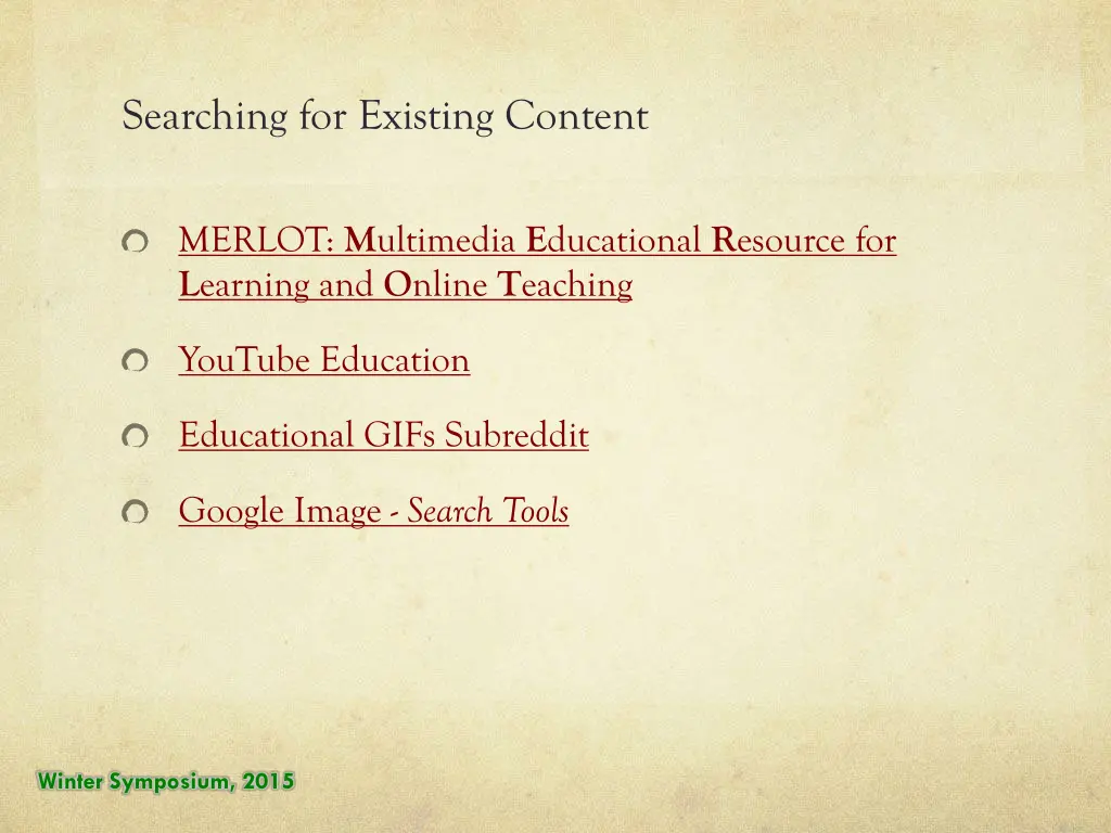searching for existing content