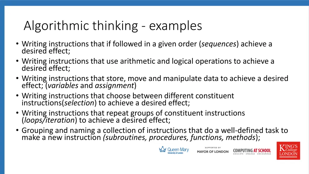 algorithmic thinking examples