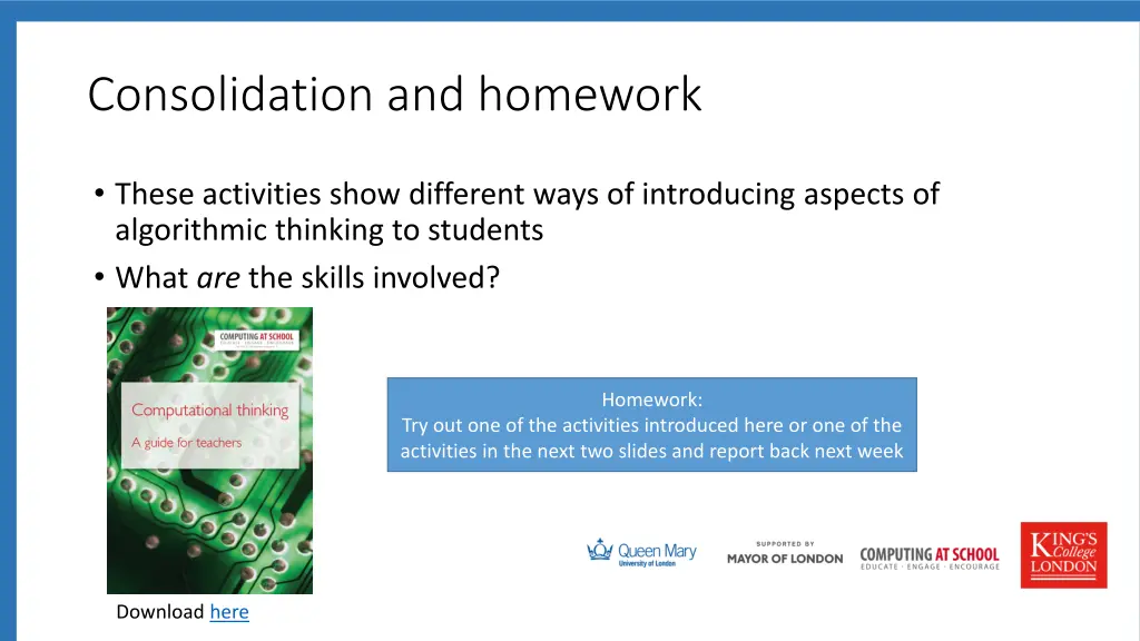consolidation and homework