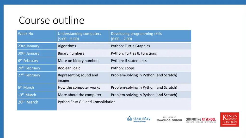 course outline