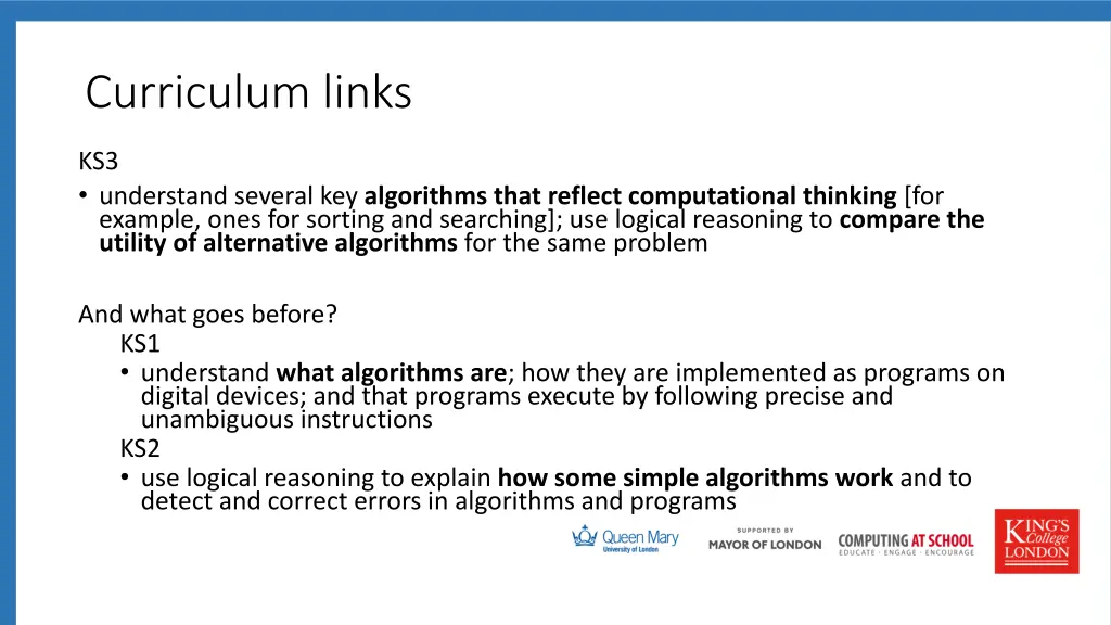 curriculum links