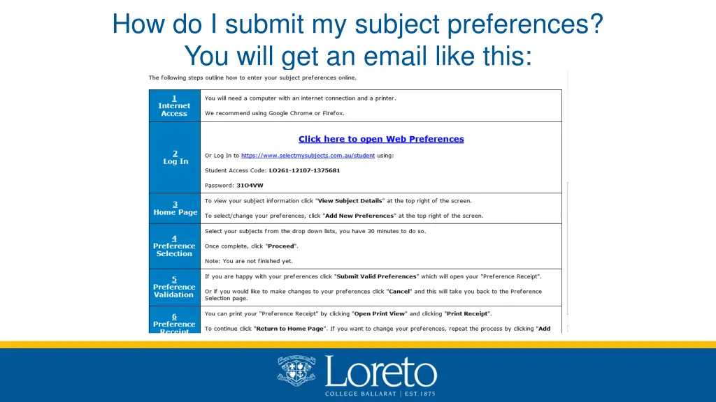 how do i submit my subject preferences you will