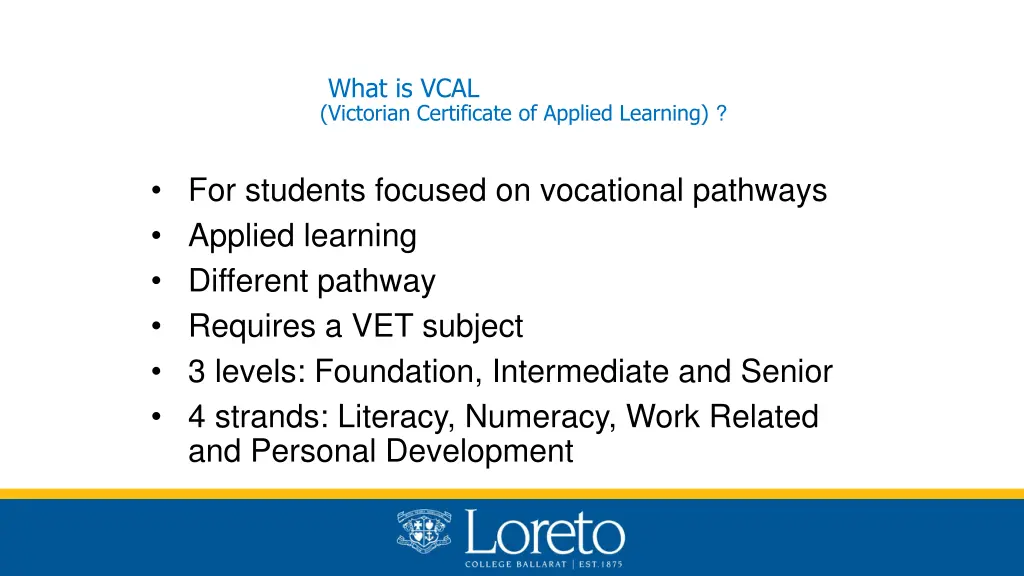 what is vcal victorian certificate of applied