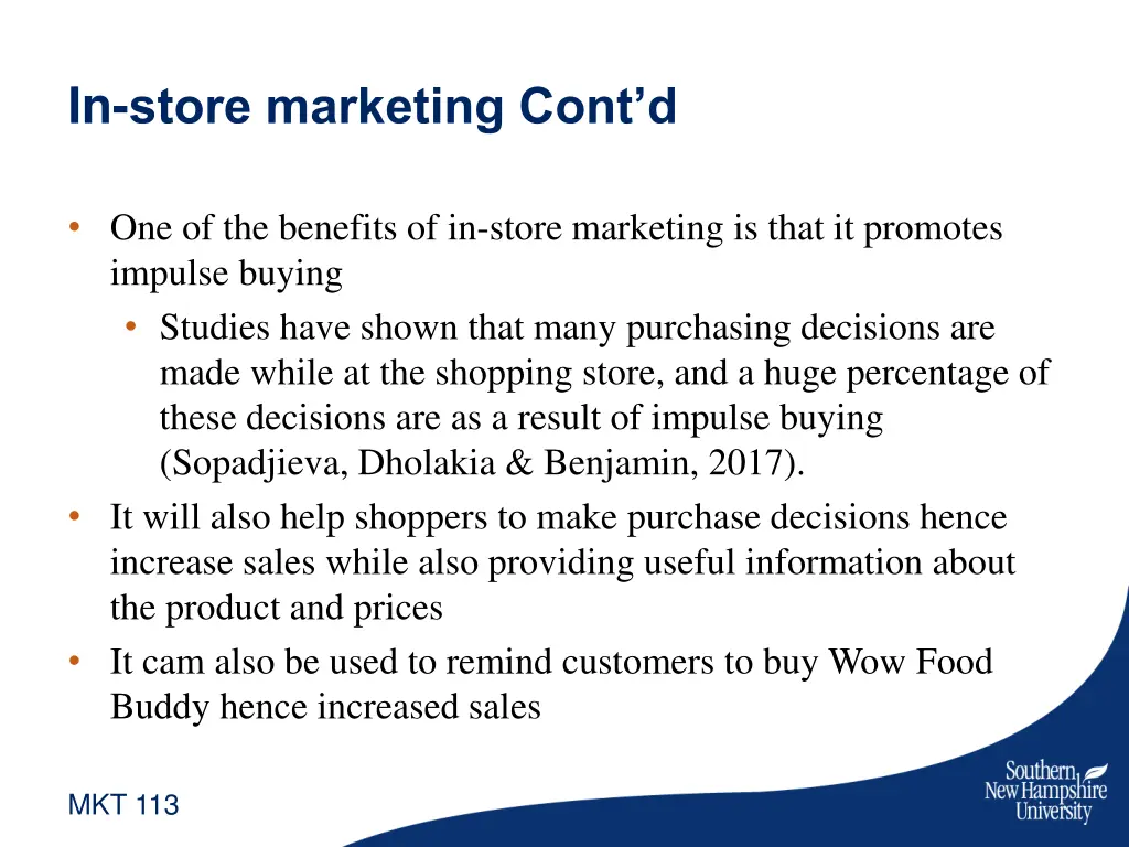 in store marketing cont d