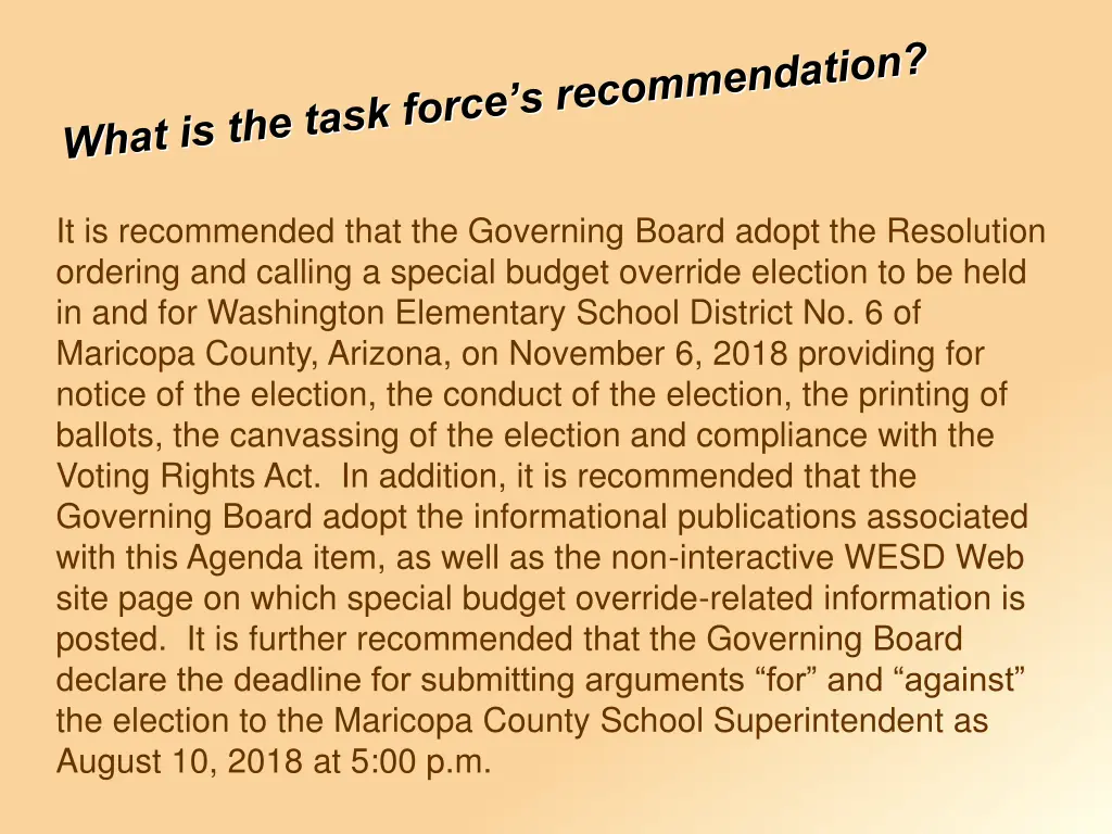 it is recommended that the governing board adopt