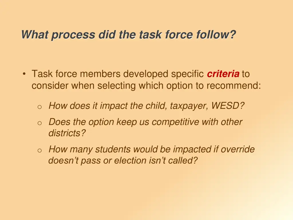 what process did the task force follow 1