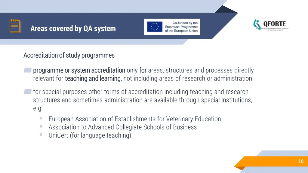 areas covered by qa system
