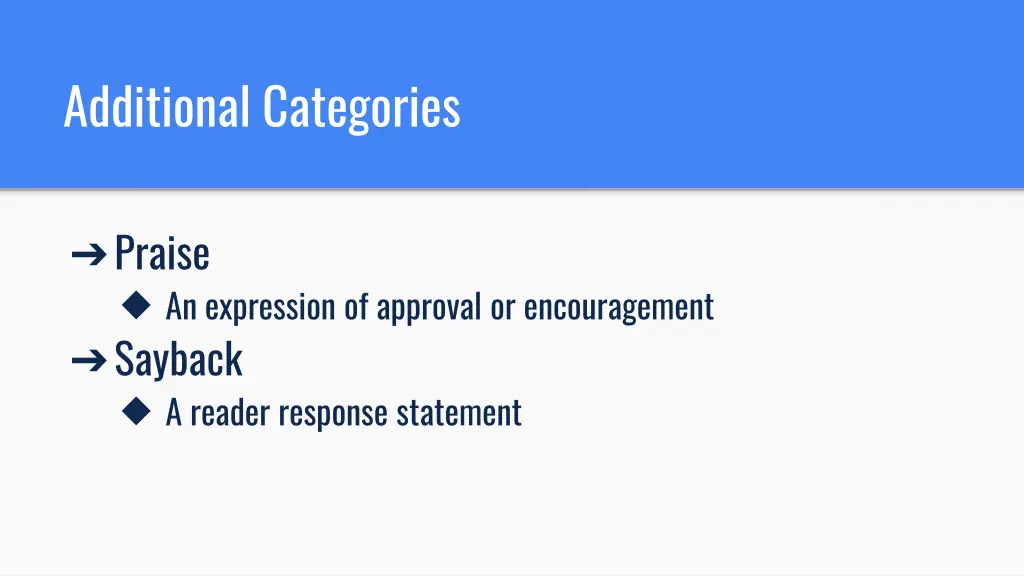 additional categories