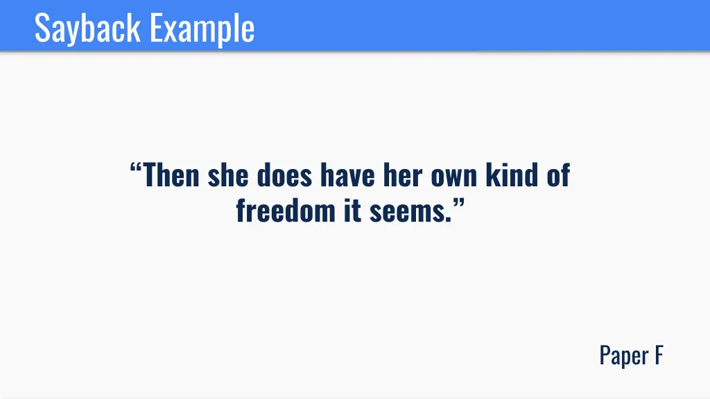 sayback example