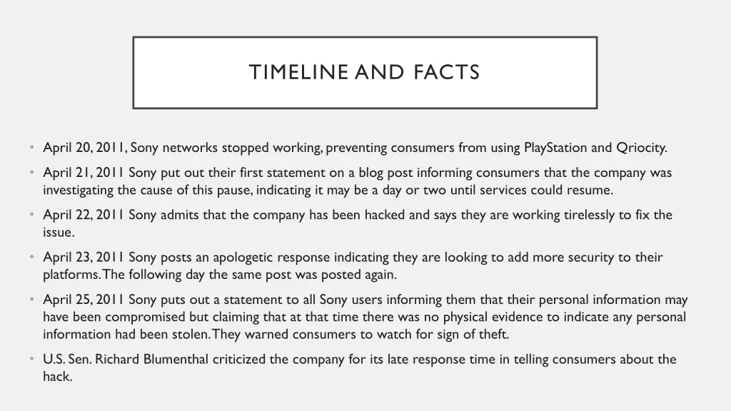 timeline and facts